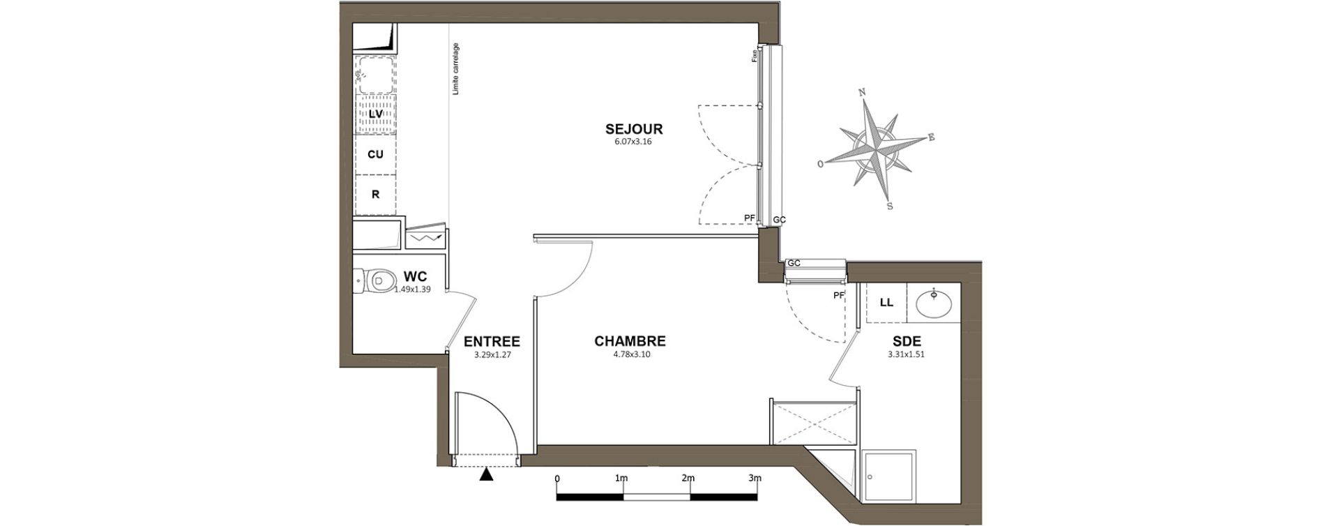 Appartement T2 de 43,68 m2 à Fresnes Centre