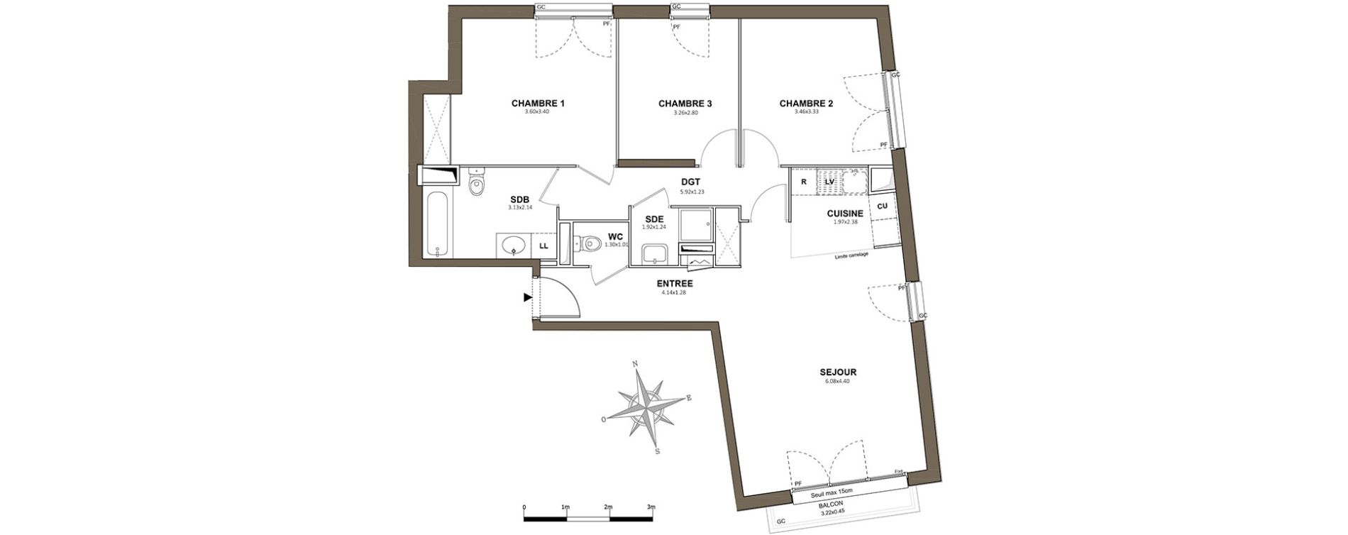 Appartement T4 de 84,79 m2 &agrave; Fresnes Centre