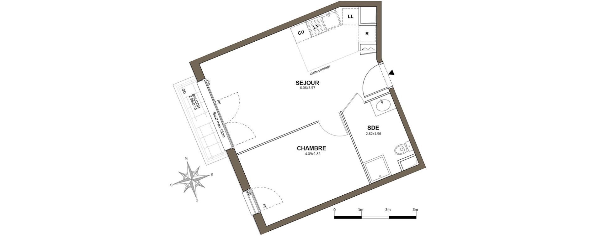 Appartement T2 de 38,30 m2 &agrave; Fresnes Centre
