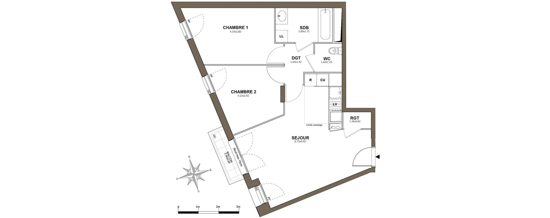 Appartement T3 de 57,59 m2 à Fresnes Centre