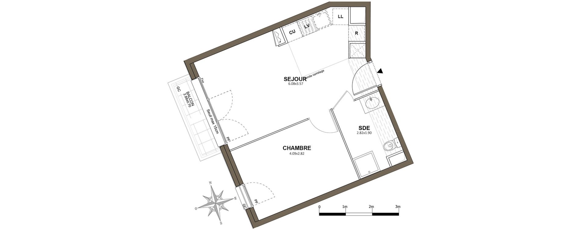 Appartement T2 de 38,31 m2 &agrave; Fresnes Centre
