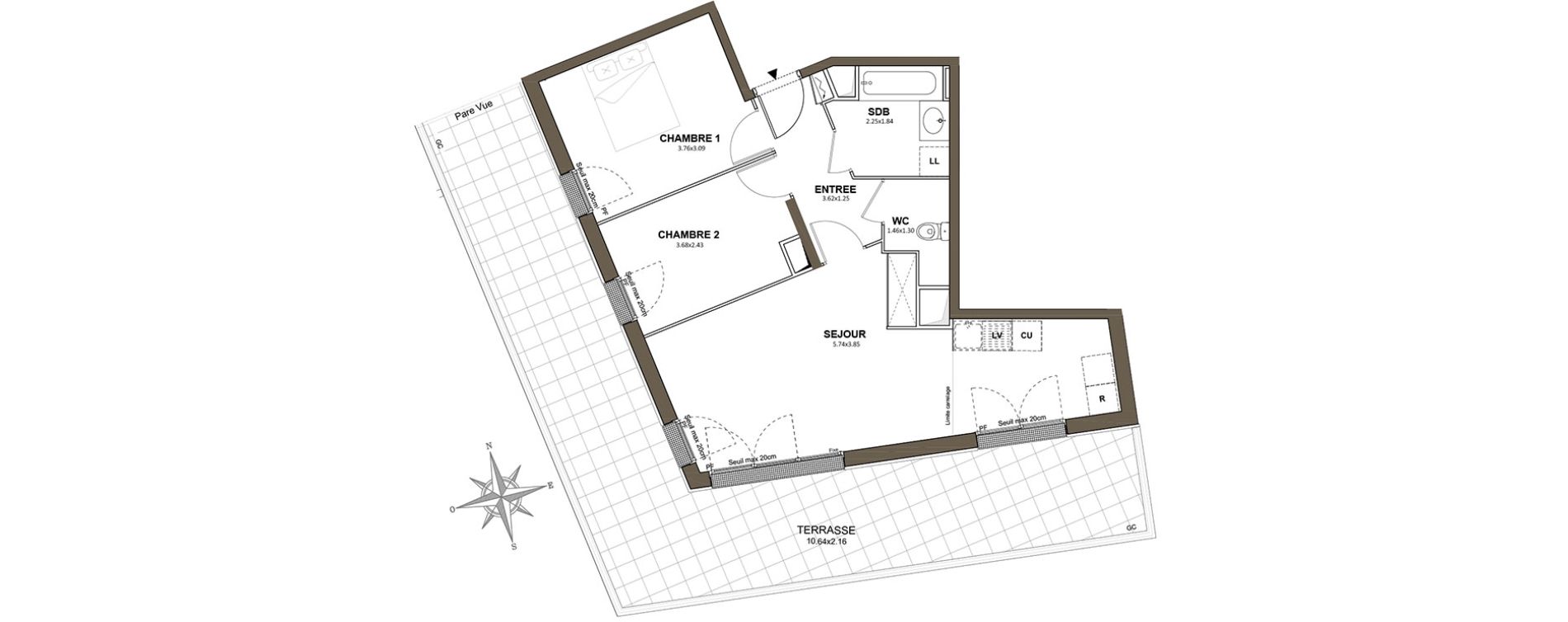 Appartement T3 de 59,02 m2 &agrave; Fresnes Centre
