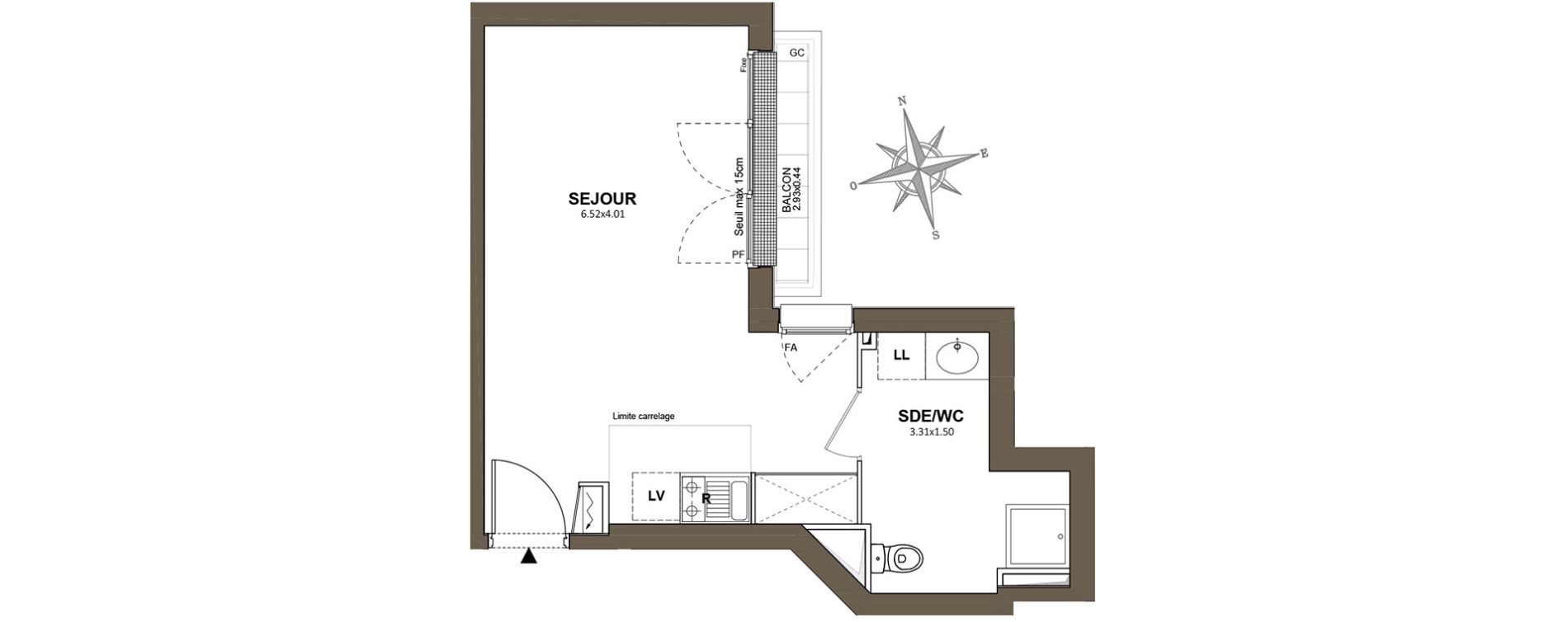 Appartement T1 de 29,45 m2 &agrave; Fresnes Centre