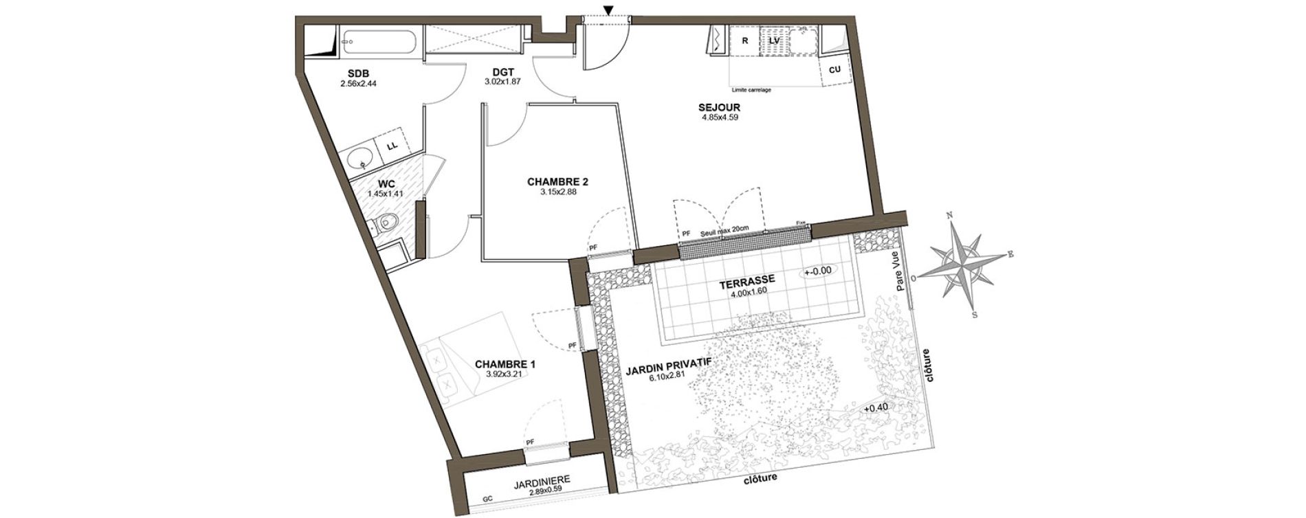 Appartement T3 de 58,91 m2 &agrave; Fresnes Centre