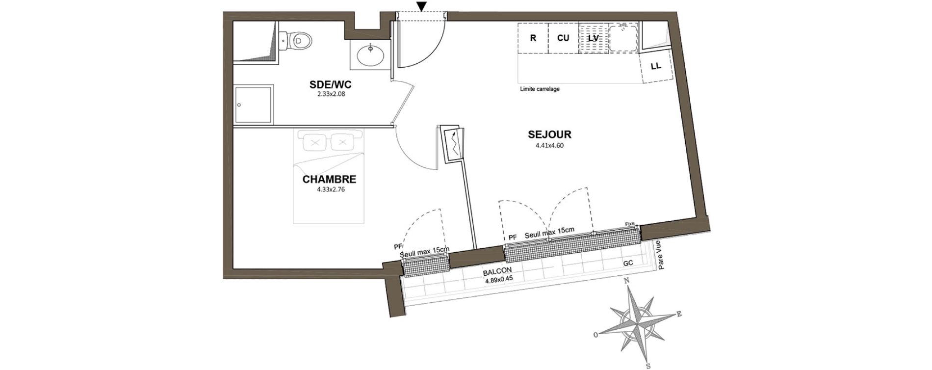 Appartement T2 de 38,49 m2 &agrave; Fresnes Centre