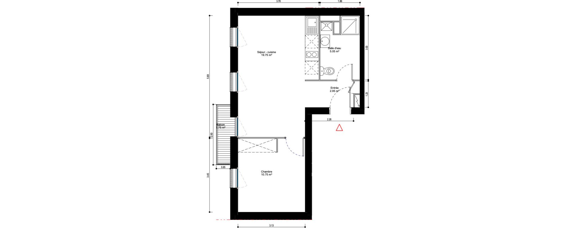 Appartement T2 de 38,50 m2 &agrave; Ivry-Sur-Seine Verollot