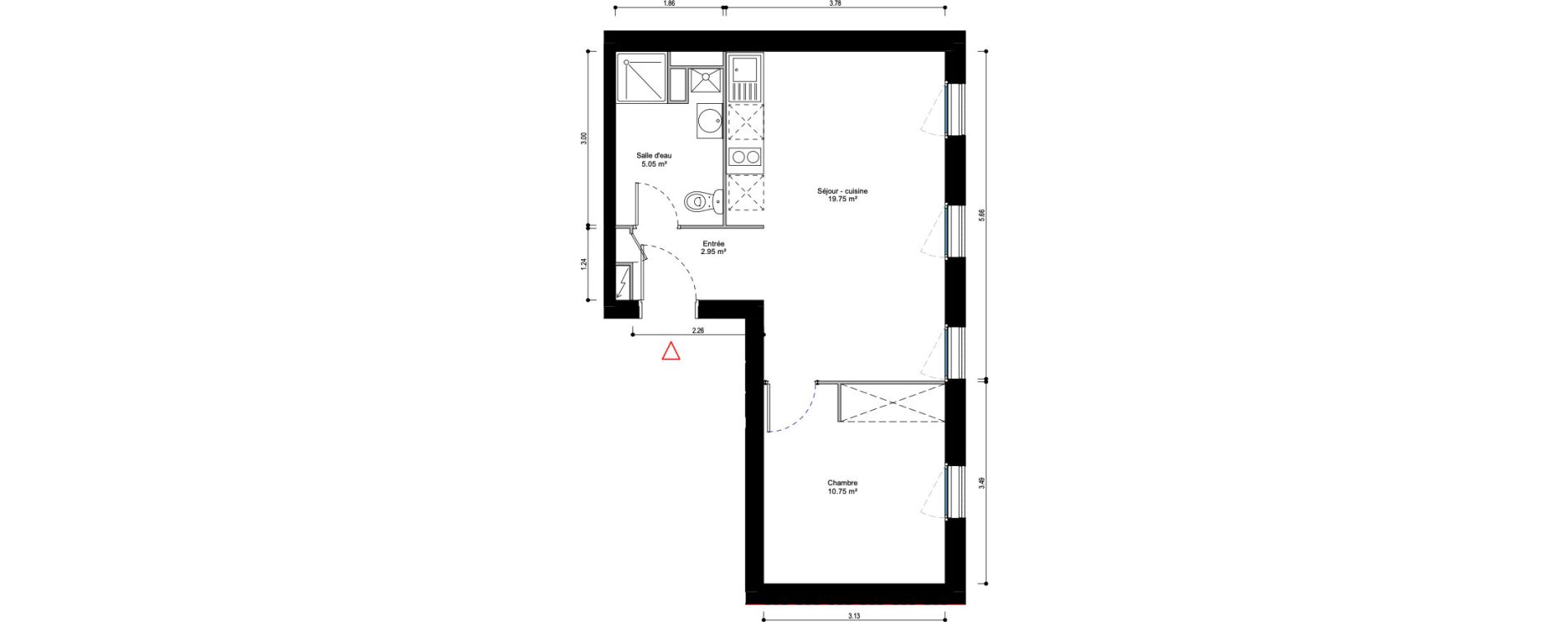 Appartement T2 de 38,50 m2 à Ivry-Sur-Seine Verollot