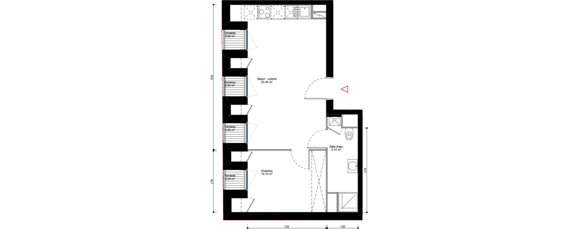 Appartement T2 de 38,60 m2 &agrave; Ivry-Sur-Seine Verollot