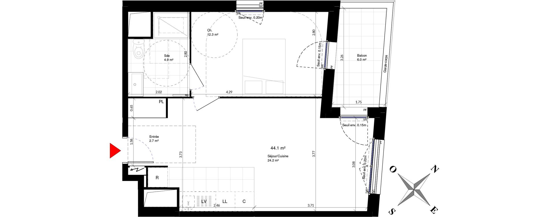 Appartement T2 de 44,10 m2 &agrave; Ivry-Sur-Seine Ivry confluences