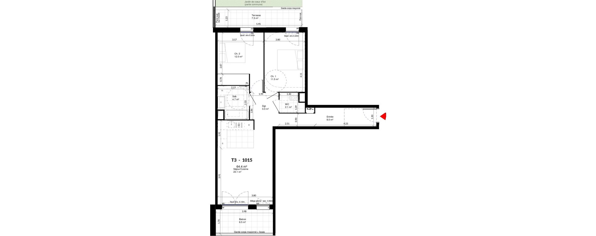 Appartement T3 de 64,40 m2 &agrave; Ivry-Sur-Seine Ivry confluences