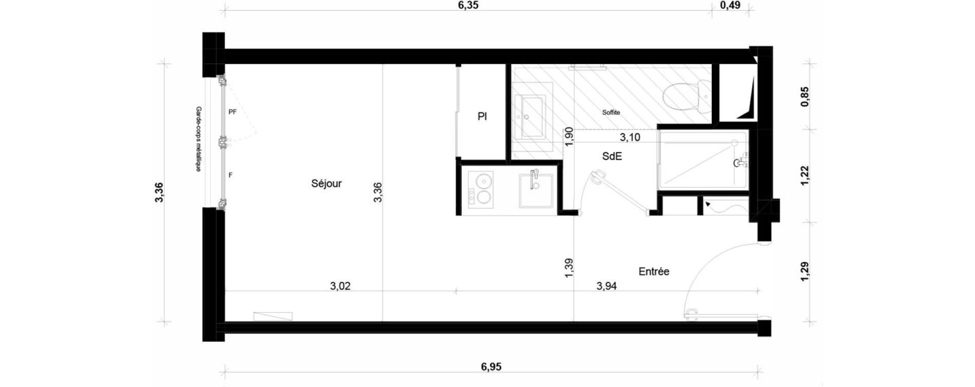 Appartement T1 meubl&eacute; de 22,00 m2 &agrave; Ivry-Sur-Seine Parmentier sud