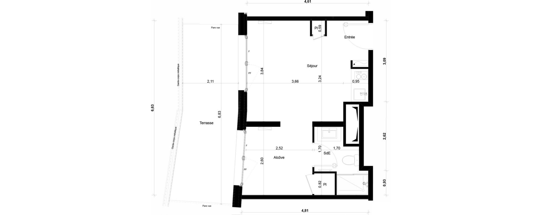 Appartement T1 meubl&eacute; de 27,70 m2 &agrave; Ivry-Sur-Seine Parmentier sud