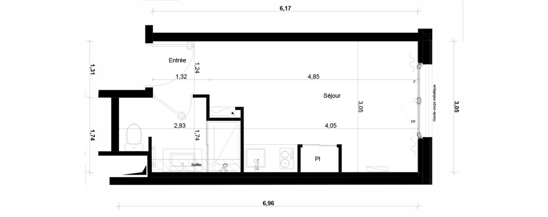 Appartement T1 meubl&eacute; de 19,20 m2 &agrave; Ivry-Sur-Seine Parmentier sud