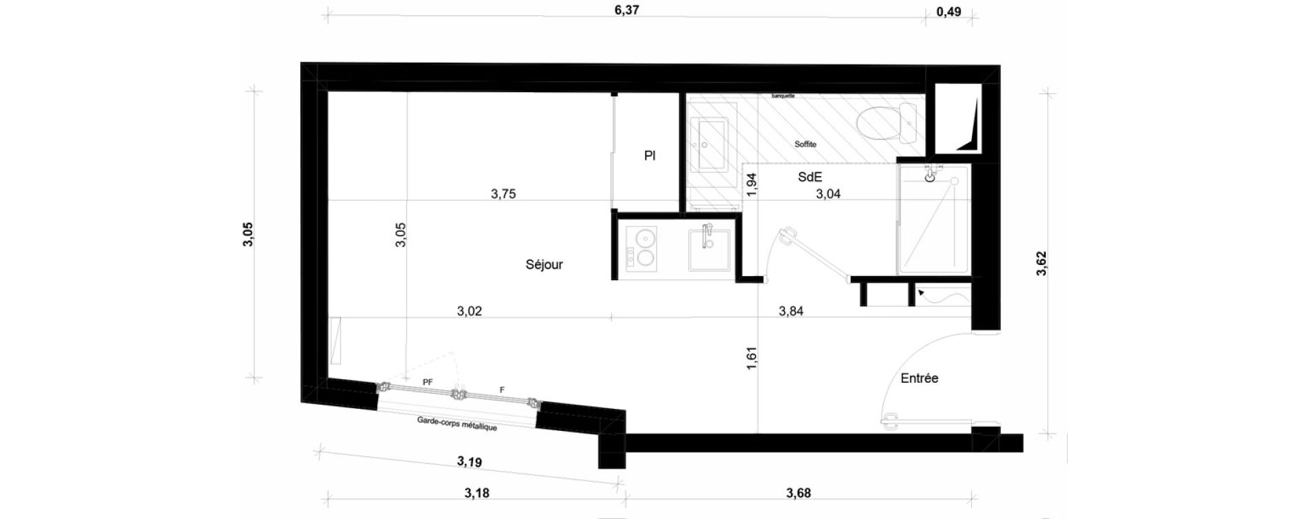 Appartement T1 meubl&eacute; de 22,50 m2 &agrave; Ivry-Sur-Seine Parmentier sud