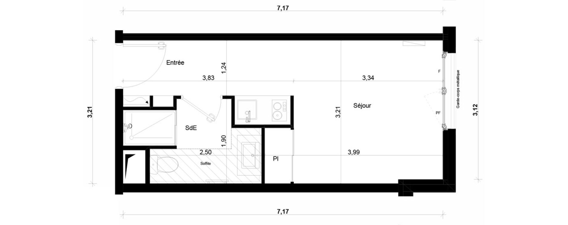 Appartement T1 meubl&eacute; de 21,70 m2 &agrave; Ivry-Sur-Seine Parmentier sud