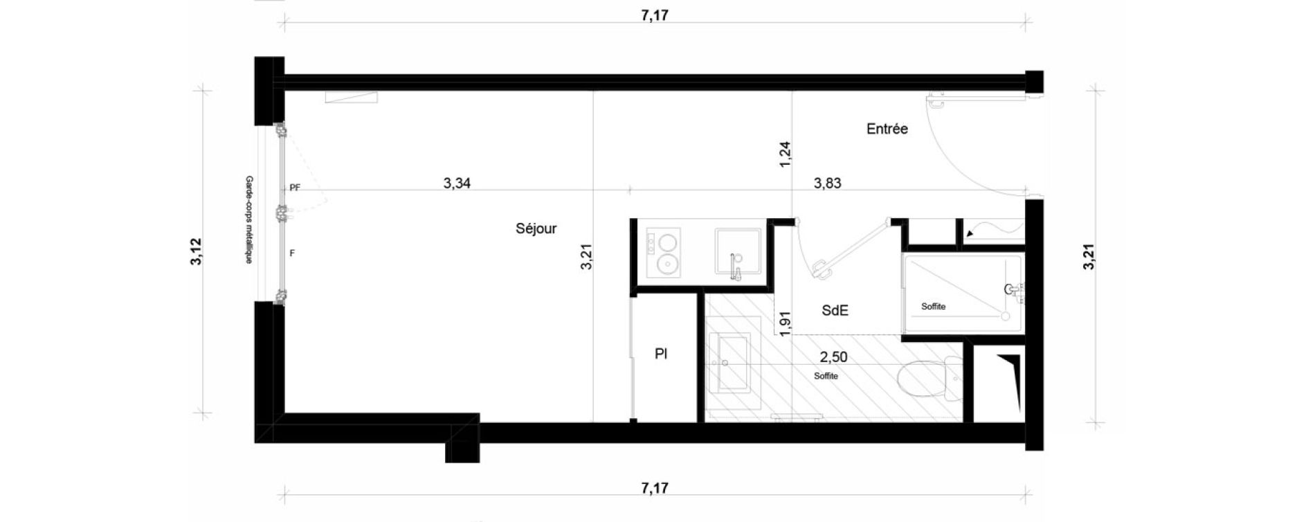 Appartement T1 meubl&eacute; de 21,60 m2 &agrave; Ivry-Sur-Seine Parmentier sud