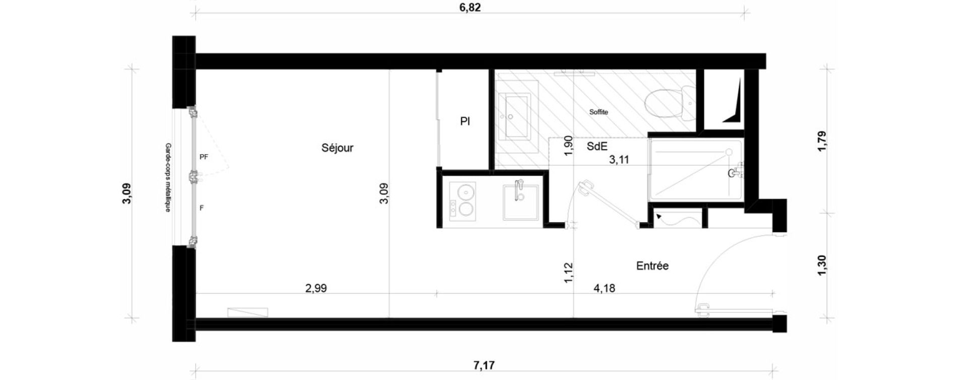 Appartement T1 meubl&eacute; de 20,30 m2 &agrave; Ivry-Sur-Seine Parmentier sud