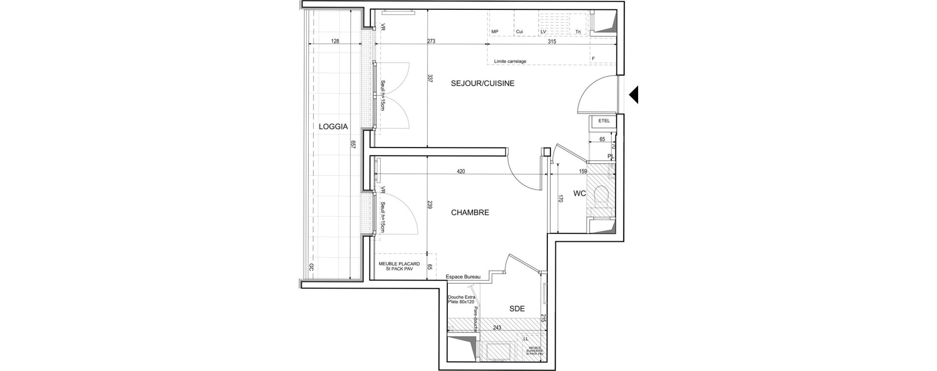 Appartement T2 de 38,89 m2 &agrave; Joinville-Le-Pont Platanes