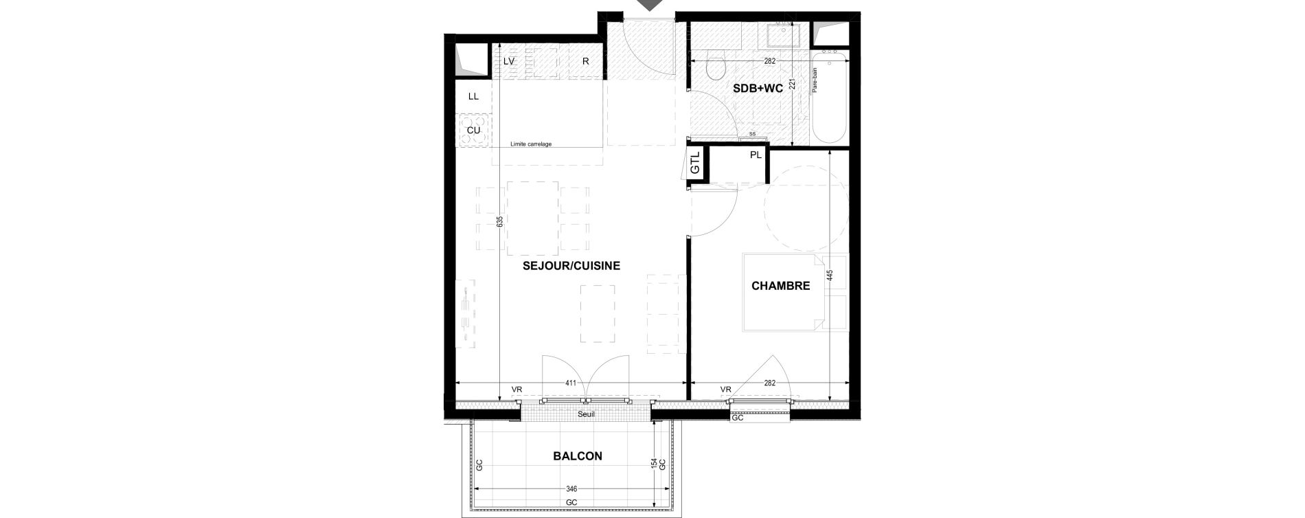 Appartement T2 de 44,29 m2 &agrave; Joinville-Le-Pont Moutier