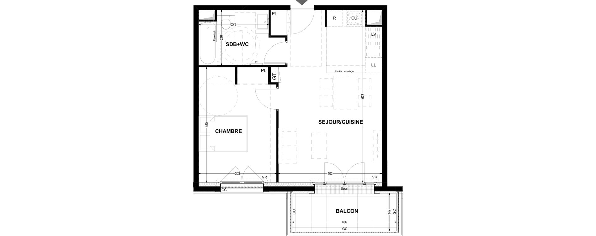 Appartement T2 de 46,16 m2 &agrave; Joinville-Le-Pont Moutier