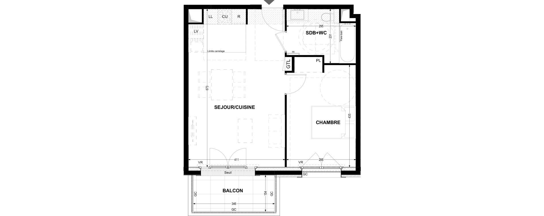 Appartement T2 de 46,13 m2 &agrave; Joinville-Le-Pont Moutier