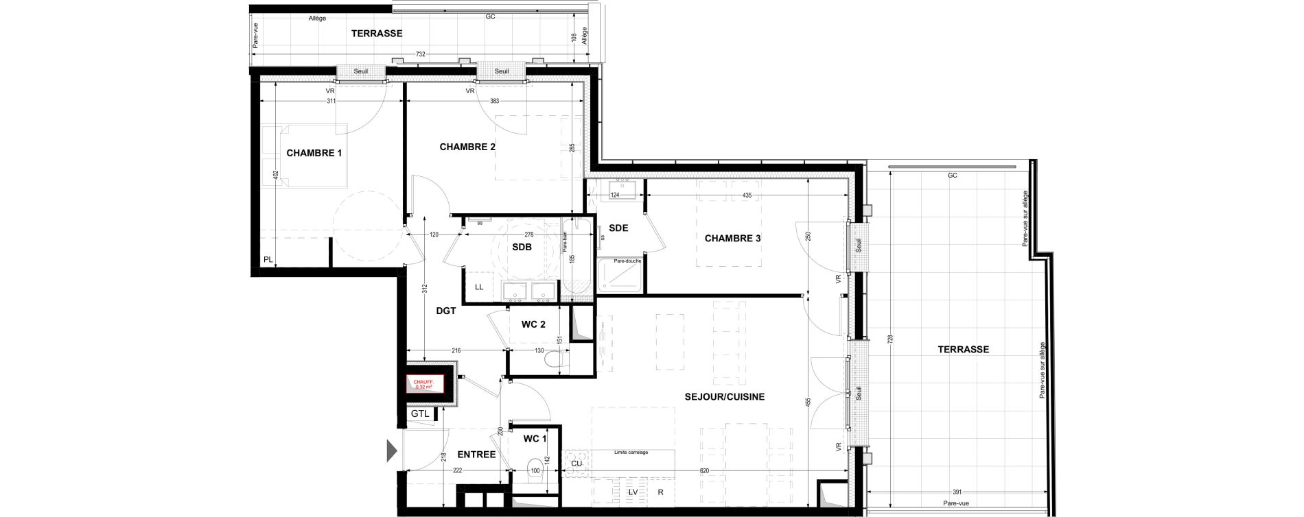 Appartement T4 de 83,36 m2 &agrave; Joinville-Le-Pont Moutier