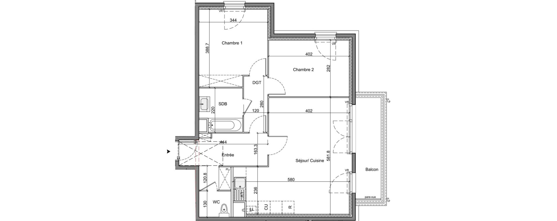 Appartement T3 de 69,73 m2 &agrave; La Queue-En-Brie Centre