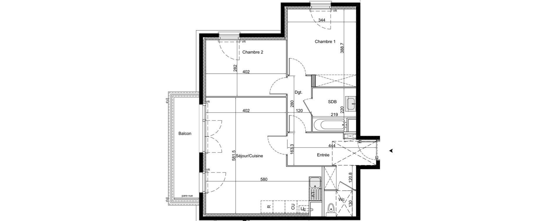 Appartement T3 de 69,60 m2 &agrave; La Queue-En-Brie Centre