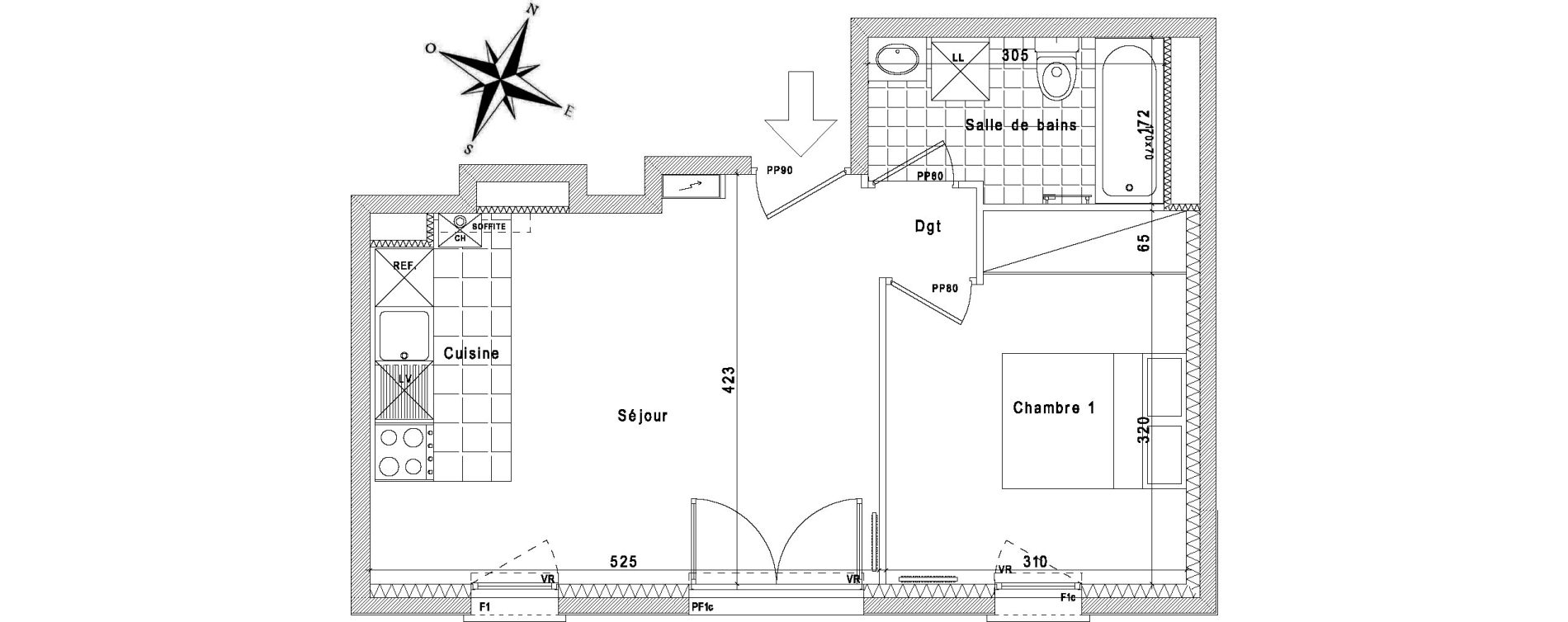Appartement T2 de 37,82 m2 &agrave; La Queue-En-Brie Centre