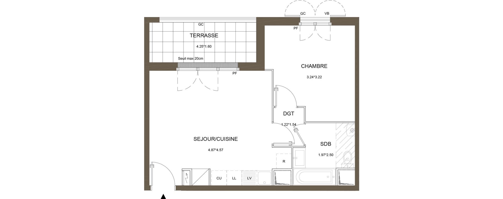 Appartement T2 de 41,90 m2 &agrave; La Queue-En-Brie Centre