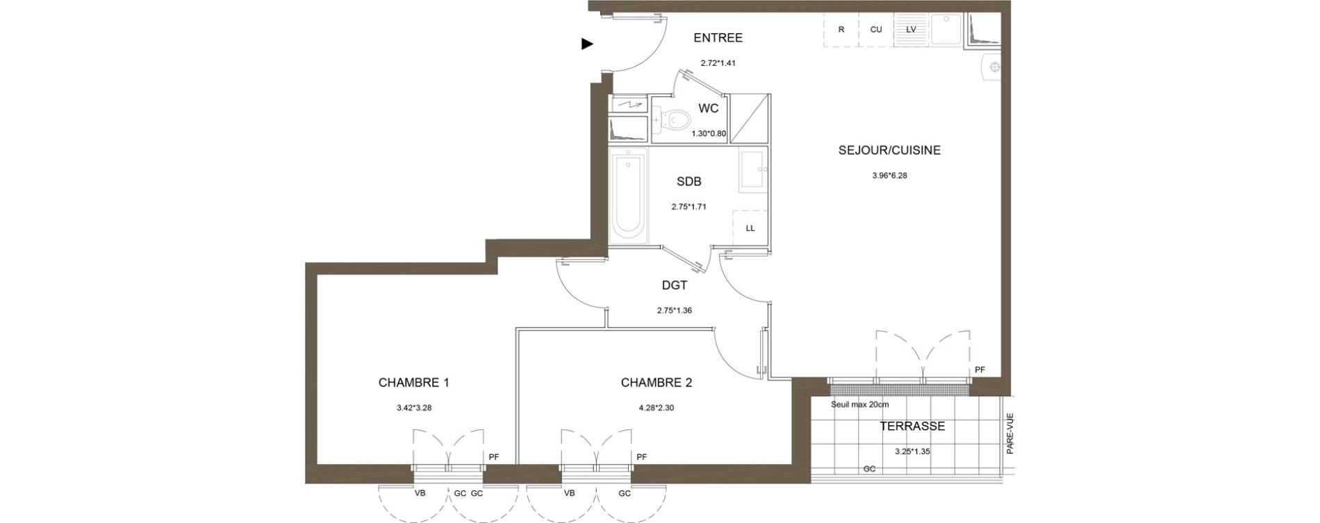 Appartement T3 de 61,96 m2 &agrave; La Queue-En-Brie Centre