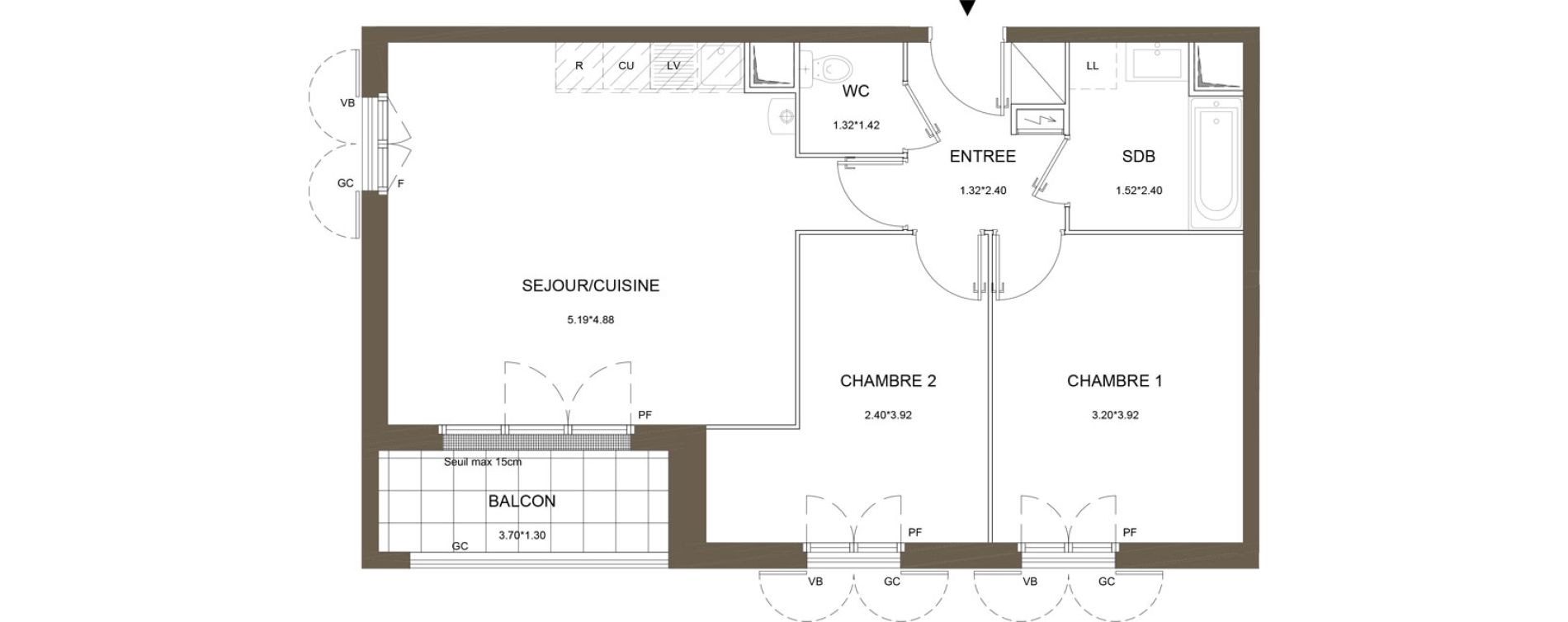 Appartement T3 de 61,13 m2 &agrave; La Queue-En-Brie Centre