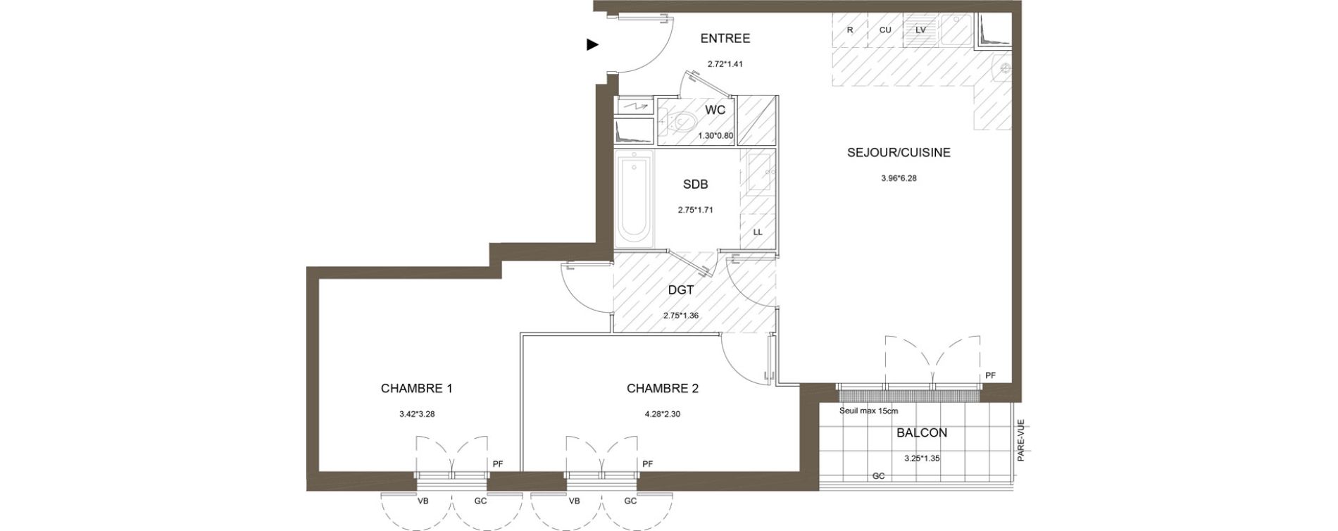 Appartement T3 de 61,96 m2 &agrave; La Queue-En-Brie Centre