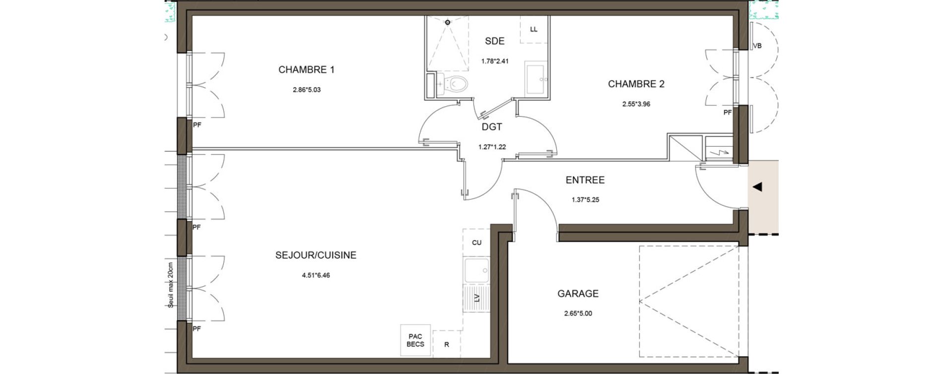 Maison T3 de 70,12 m2 &agrave; La Queue-En-Brie Centre