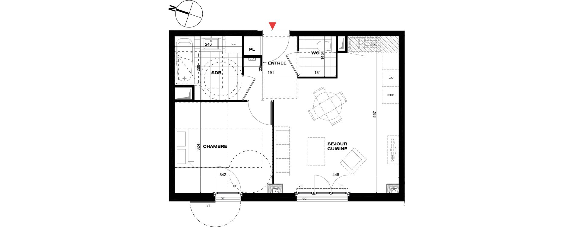 Appartement T2 de 42,52 m2 &agrave; La Queue-En-Brie Centre