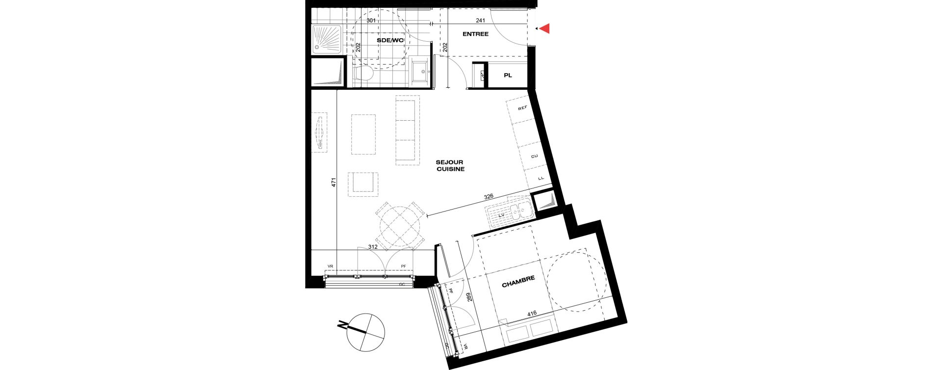 Appartement T2 de 45,56 m2 &agrave; La Queue-En-Brie Centre