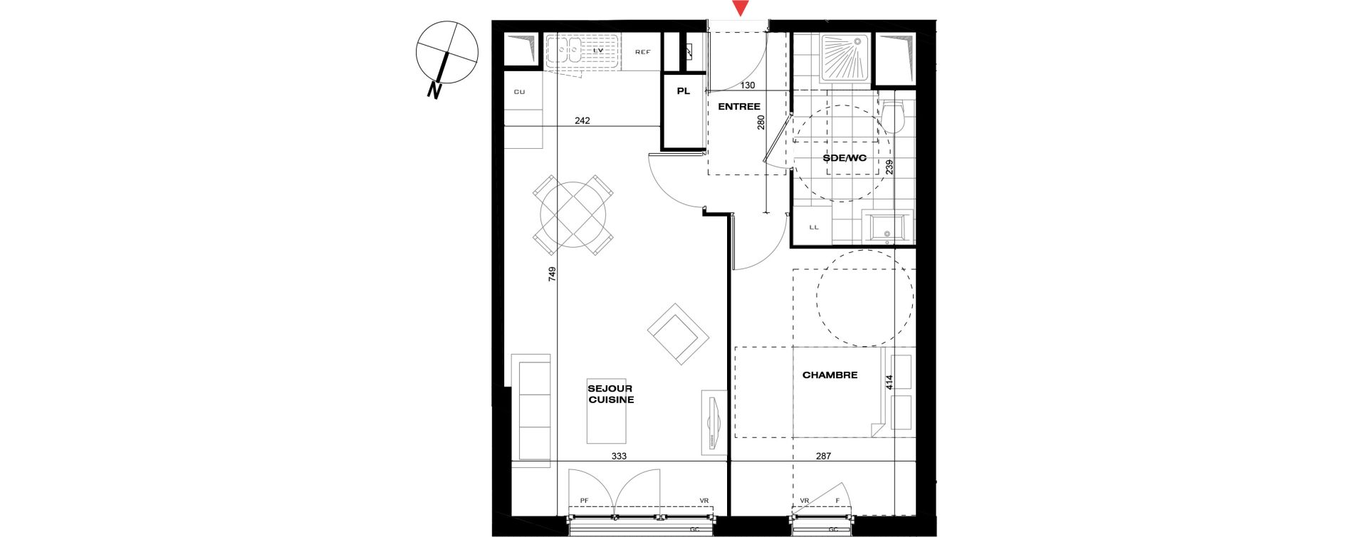 Appartement T2 de 45,28 m2 &agrave; La Queue-En-Brie Centre