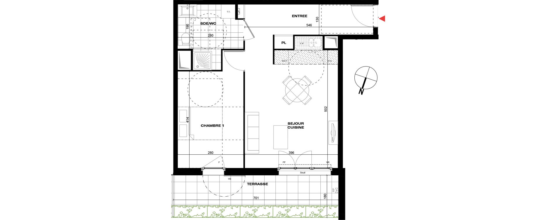 Appartement T2 de 47,41 m2 &agrave; La Queue-En-Brie Centre