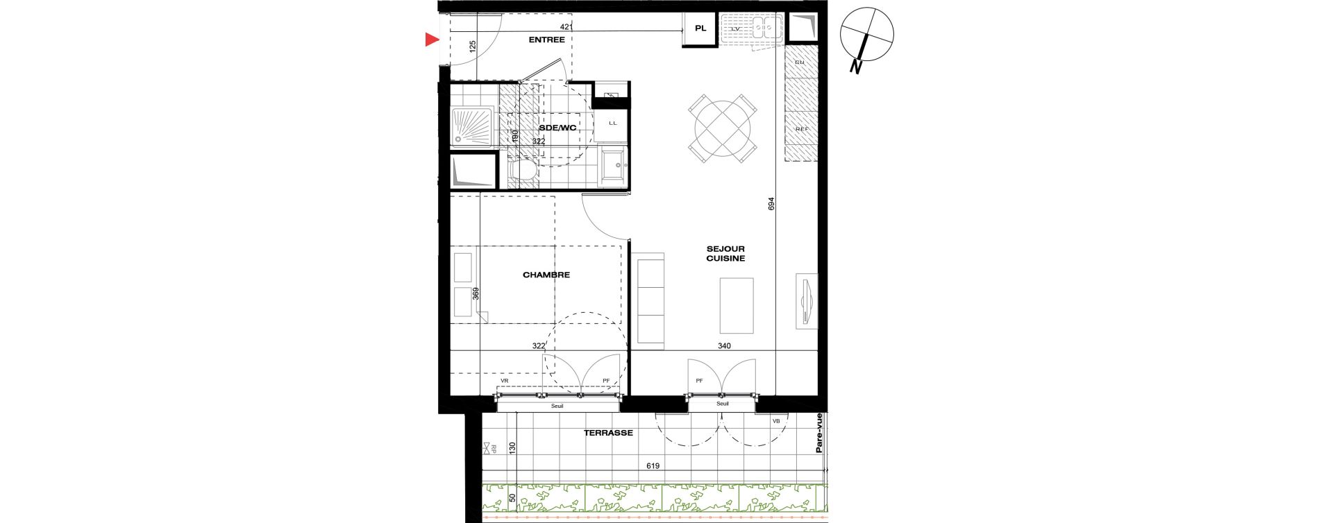 Appartement T2 de 44,33 m2 &agrave; La Queue-En-Brie Centre