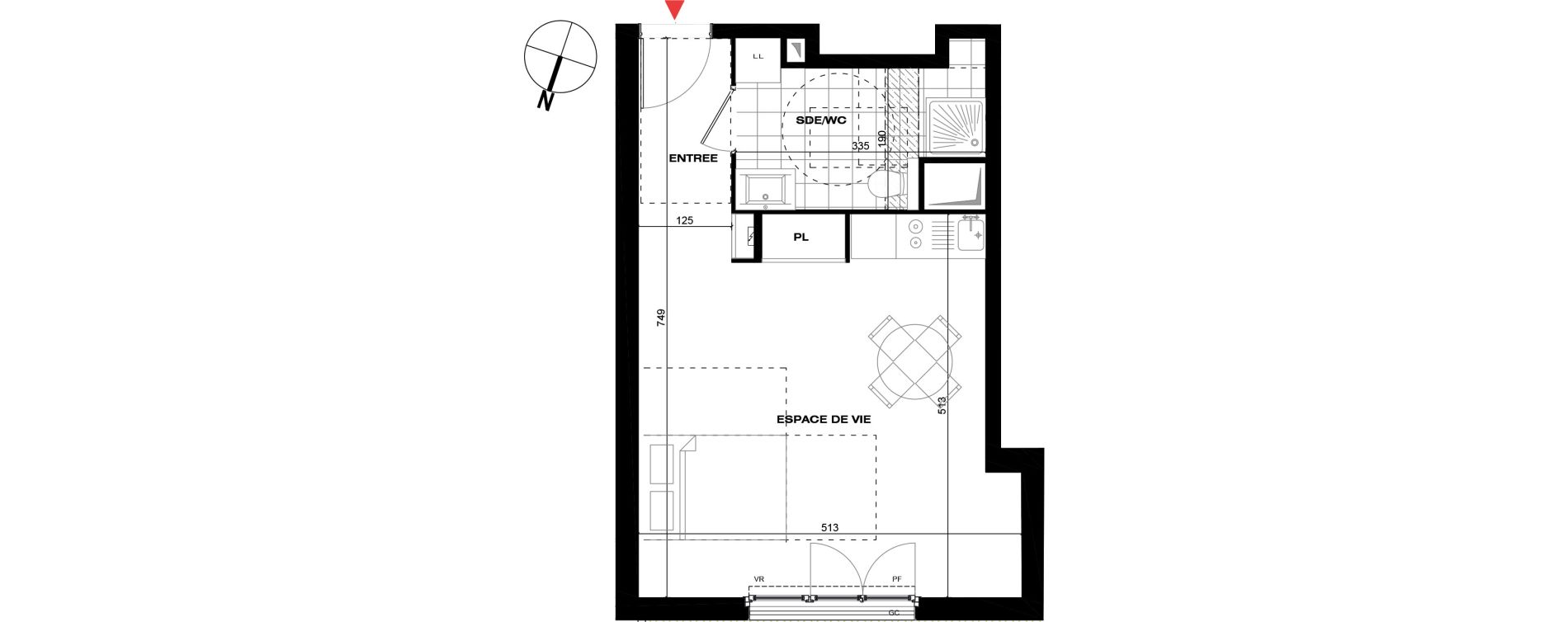 Appartement T1 de 33,51 m2 &agrave; La Queue-En-Brie Centre