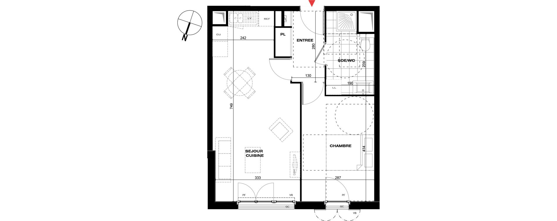 Appartement T2 de 45,29 m2 &agrave; La Queue-En-Brie Centre