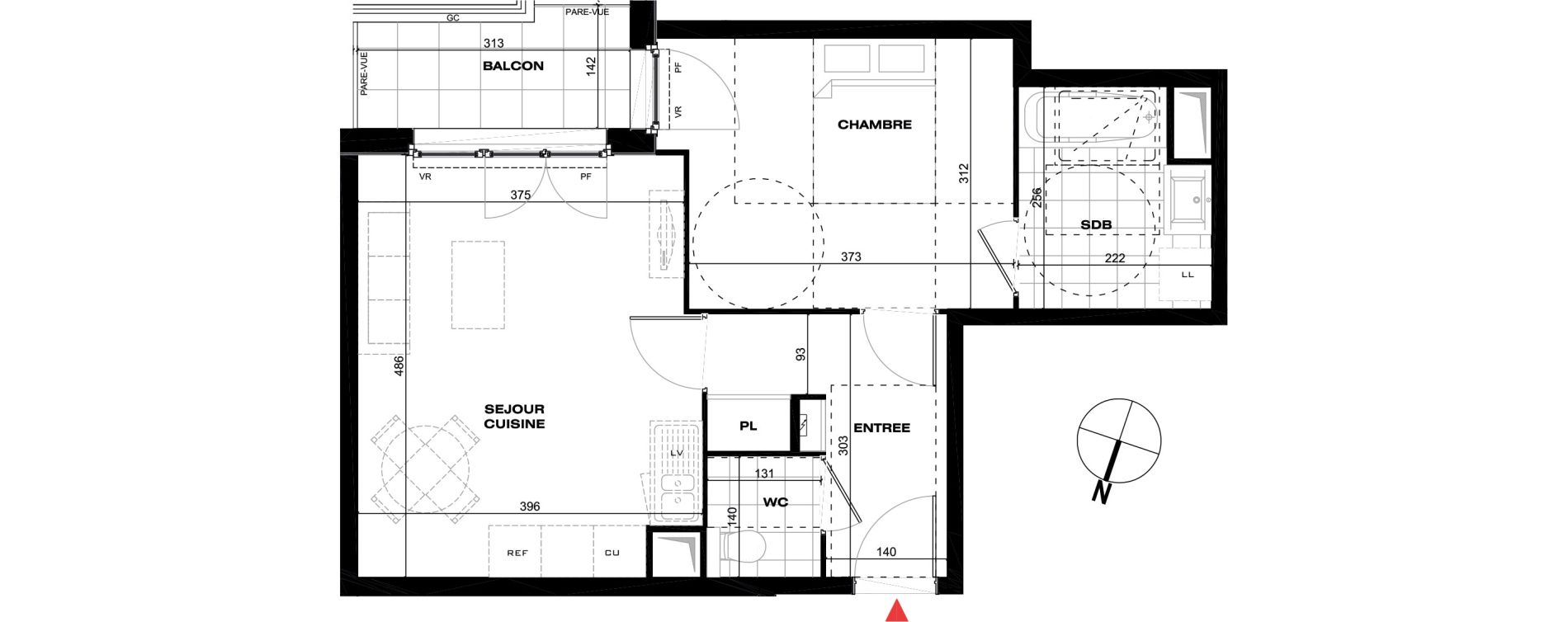 Appartement T2 de 43,71 m2 &agrave; La Queue-En-Brie Centre