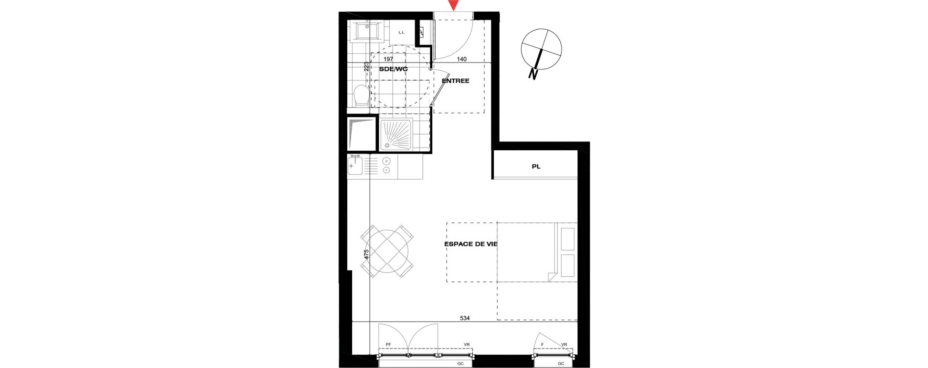 Appartement T1 de 35,59 m2 &agrave; La Queue-En-Brie Centre