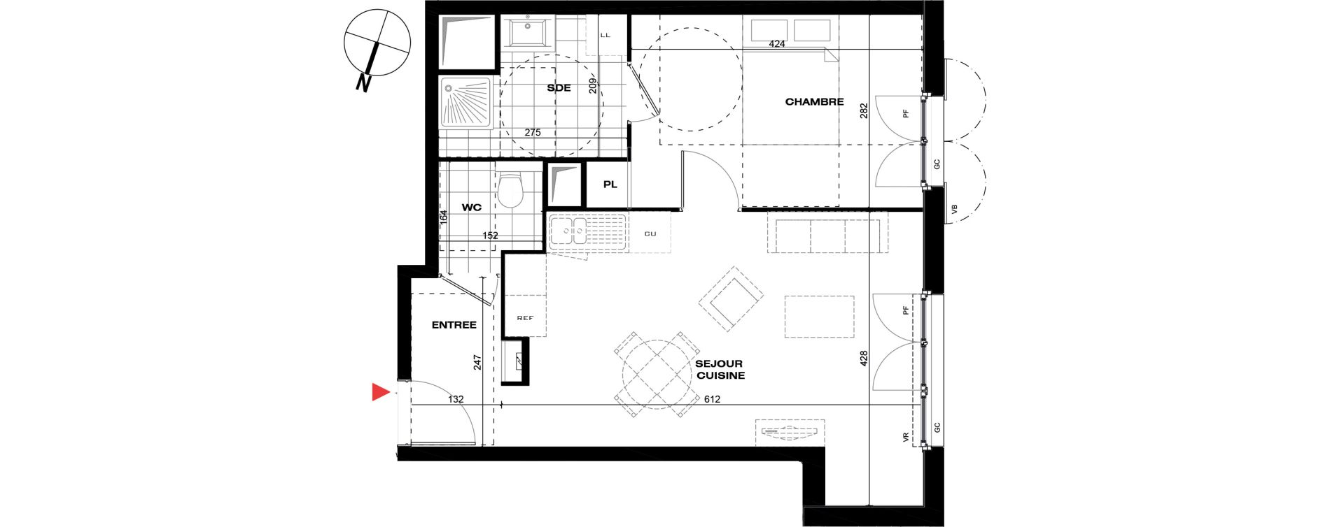 Appartement T2 de 44,37 m2 &agrave; La Queue-En-Brie Centre