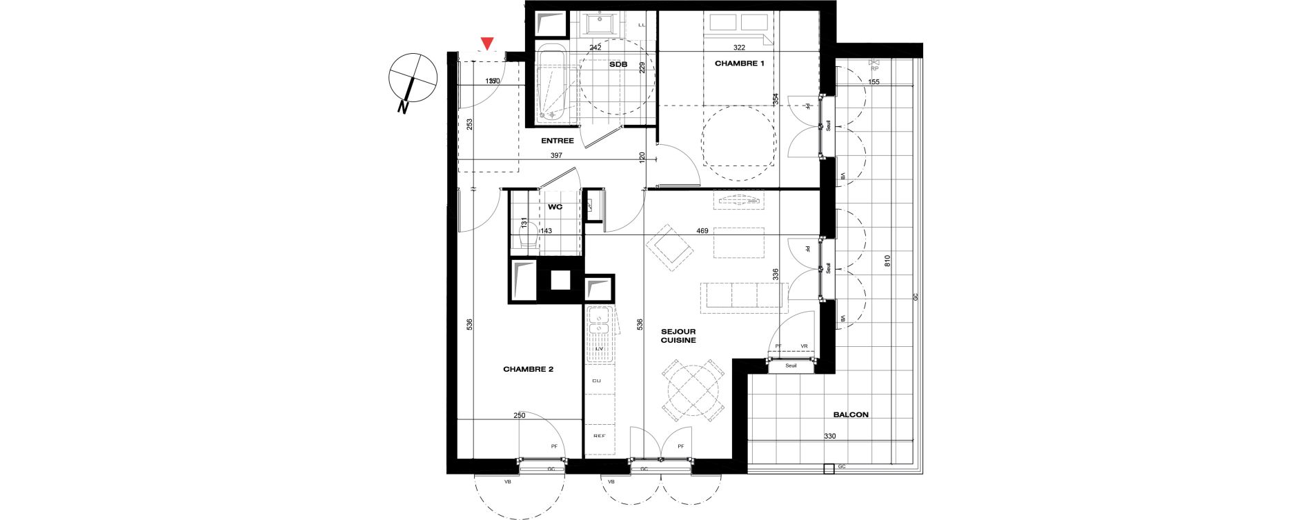 Appartement T3 de 56,07 m2 &agrave; La Queue-En-Brie Centre