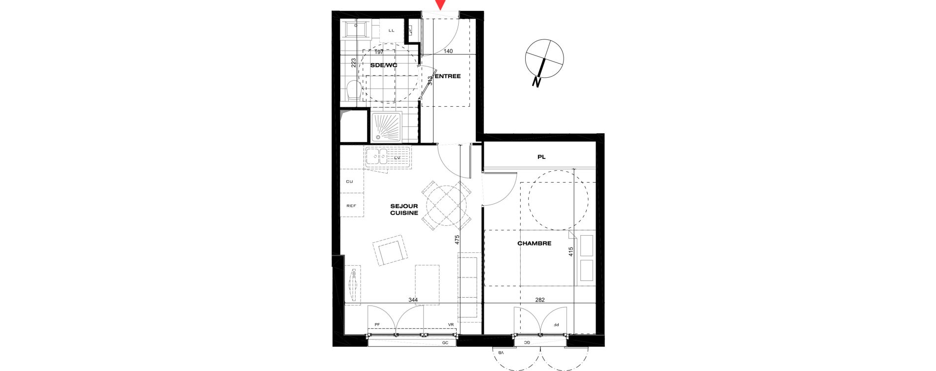 Appartement T2 de 40,01 m2 &agrave; La Queue-En-Brie Centre