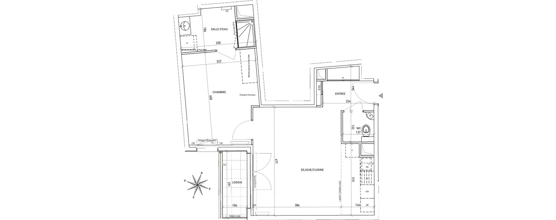 Appartement T2 de 45,91 m2 au Perreux-Sur-Marne Les joncs marins - croix d eau