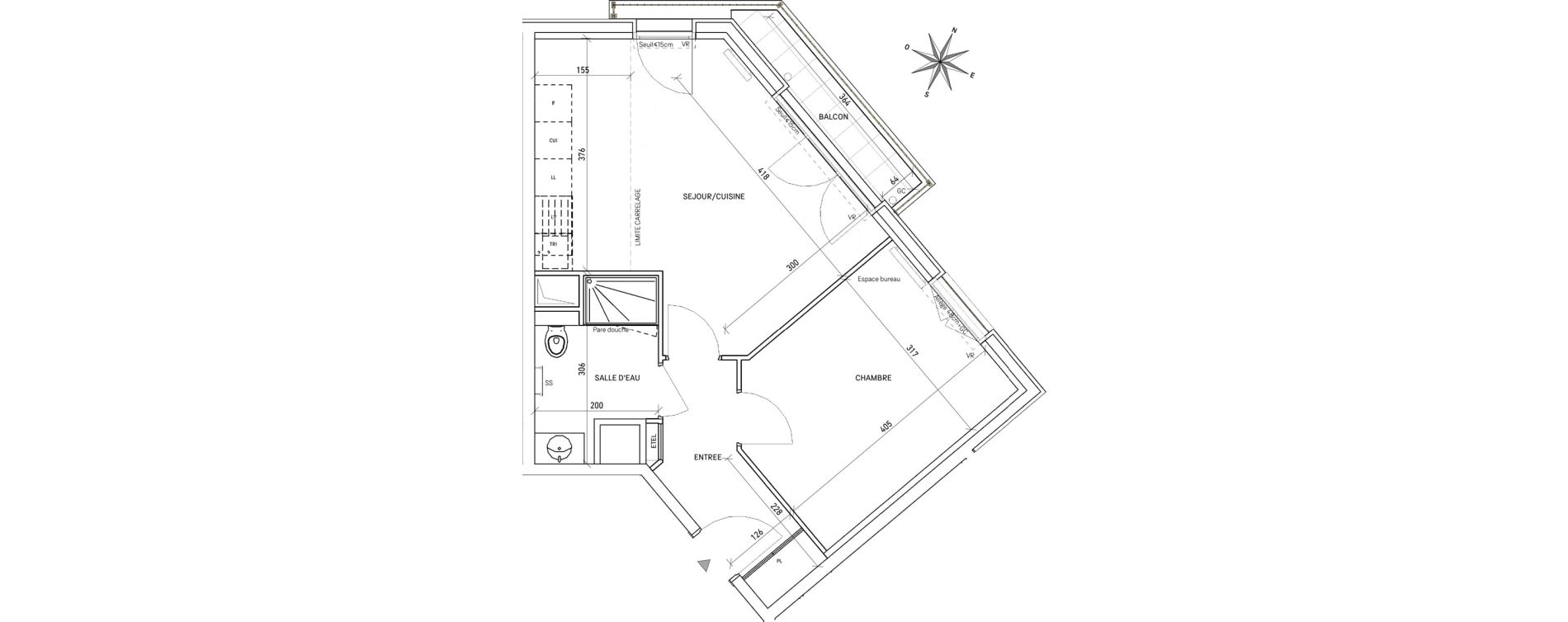 Appartement T2 de 42,55 m2 au Perreux-Sur-Marne Les joncs marins - croix d eau