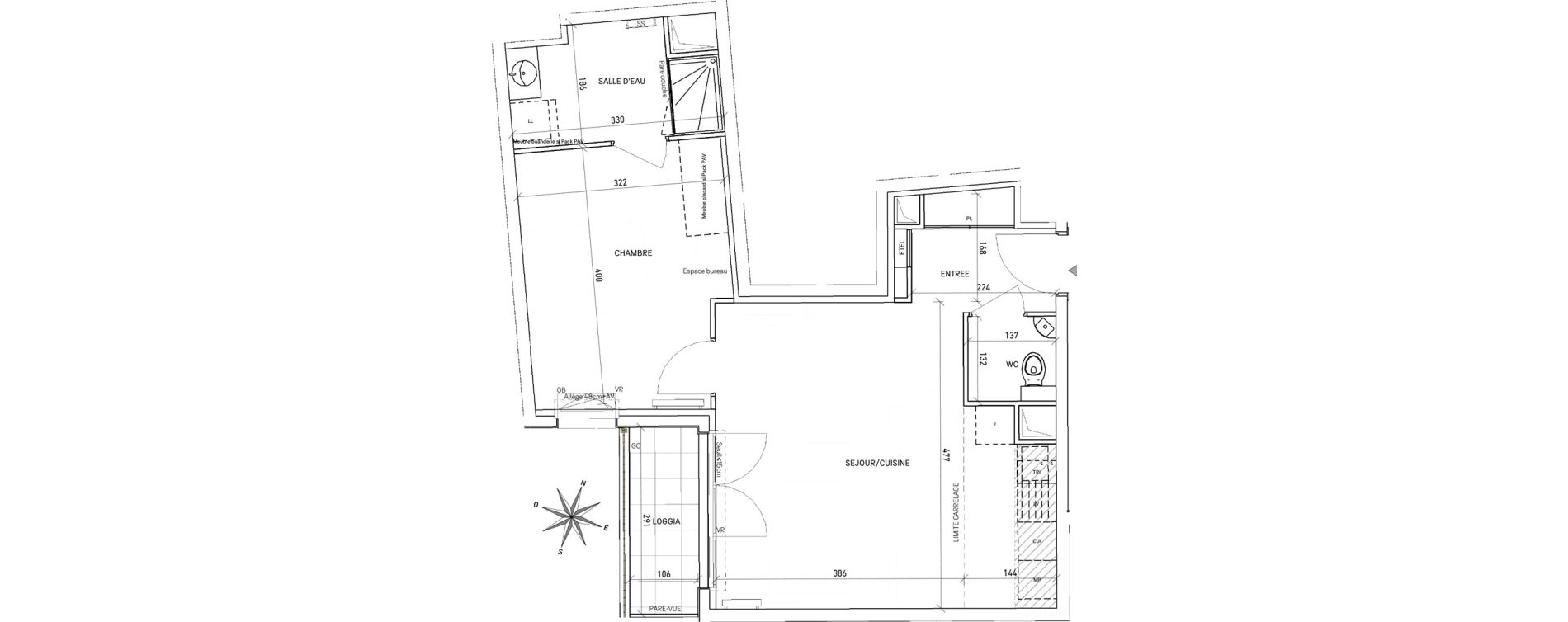 Appartement T2 de 45,91 m2 au Perreux-Sur-Marne Les joncs marins - croix d eau