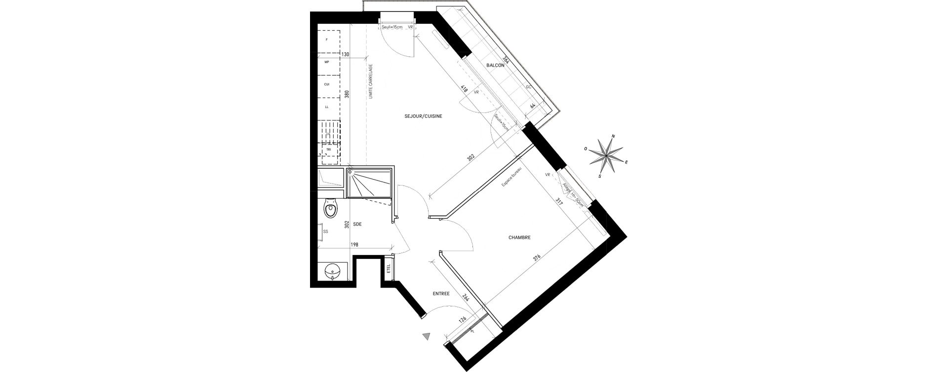 Appartement T2 de 41,81 m2 au Perreux-Sur-Marne Les joncs marins - croix d eau